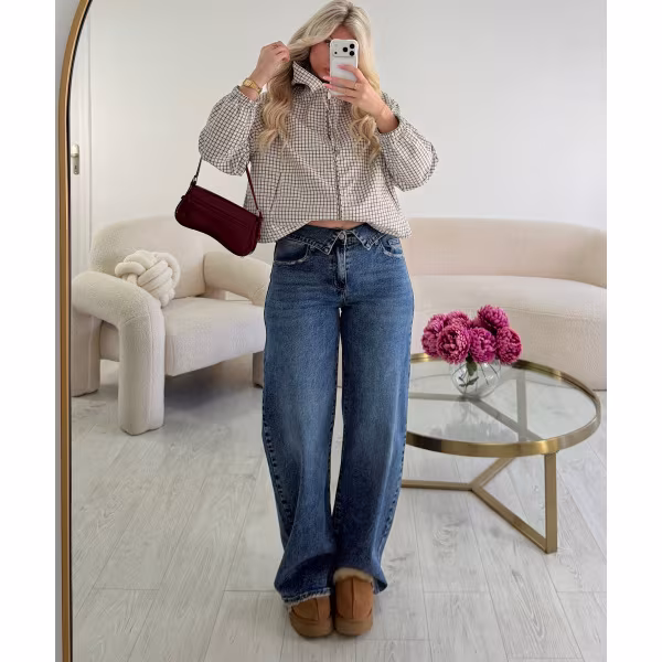 Jeans standard ballon revers bleu foncé - DRESS DESIREE