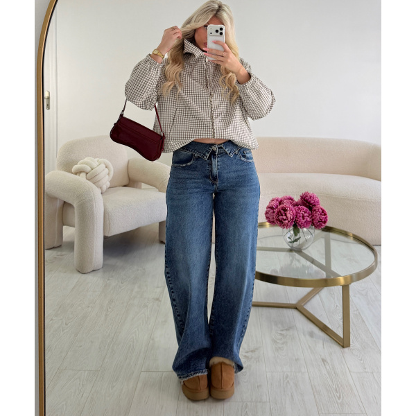 Standard balloon-cut jeans with cuffs in dark blue - DRESS DESIREE