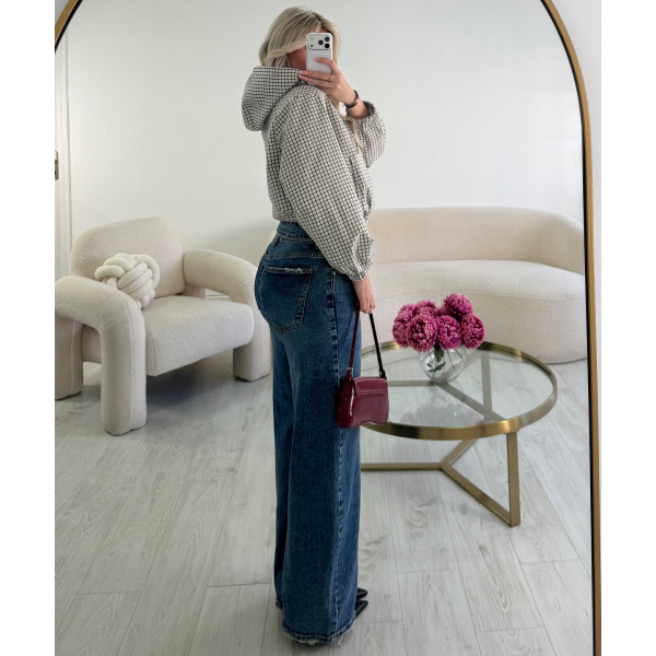 Standard balloon-cut jeans with cuffs in dark blue - DRESS DESIREE