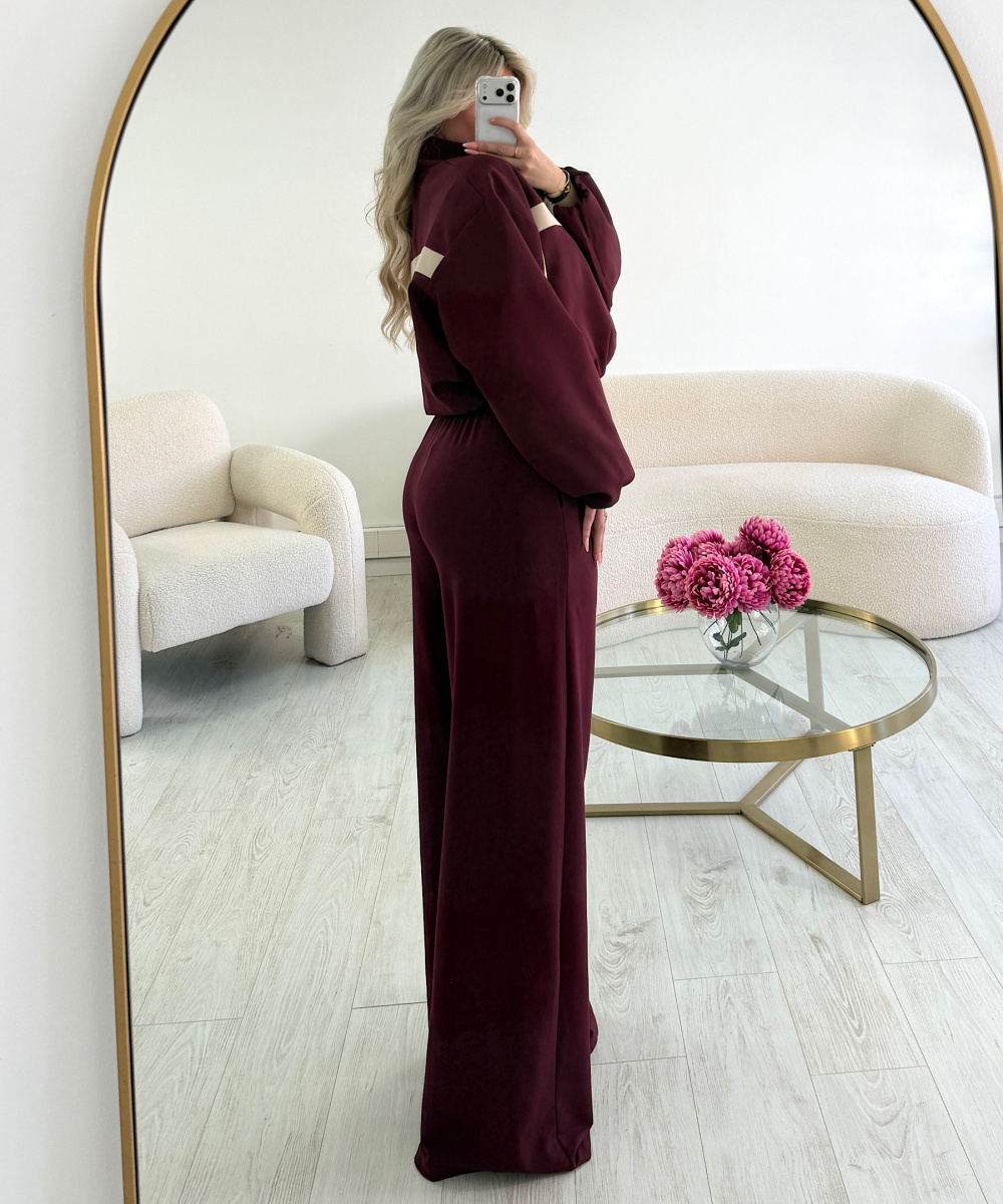 Comfy burgundy extra-tall trousers