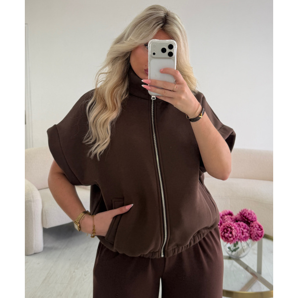 Mottled brown sleeveless jumper - DRESS DESIREE