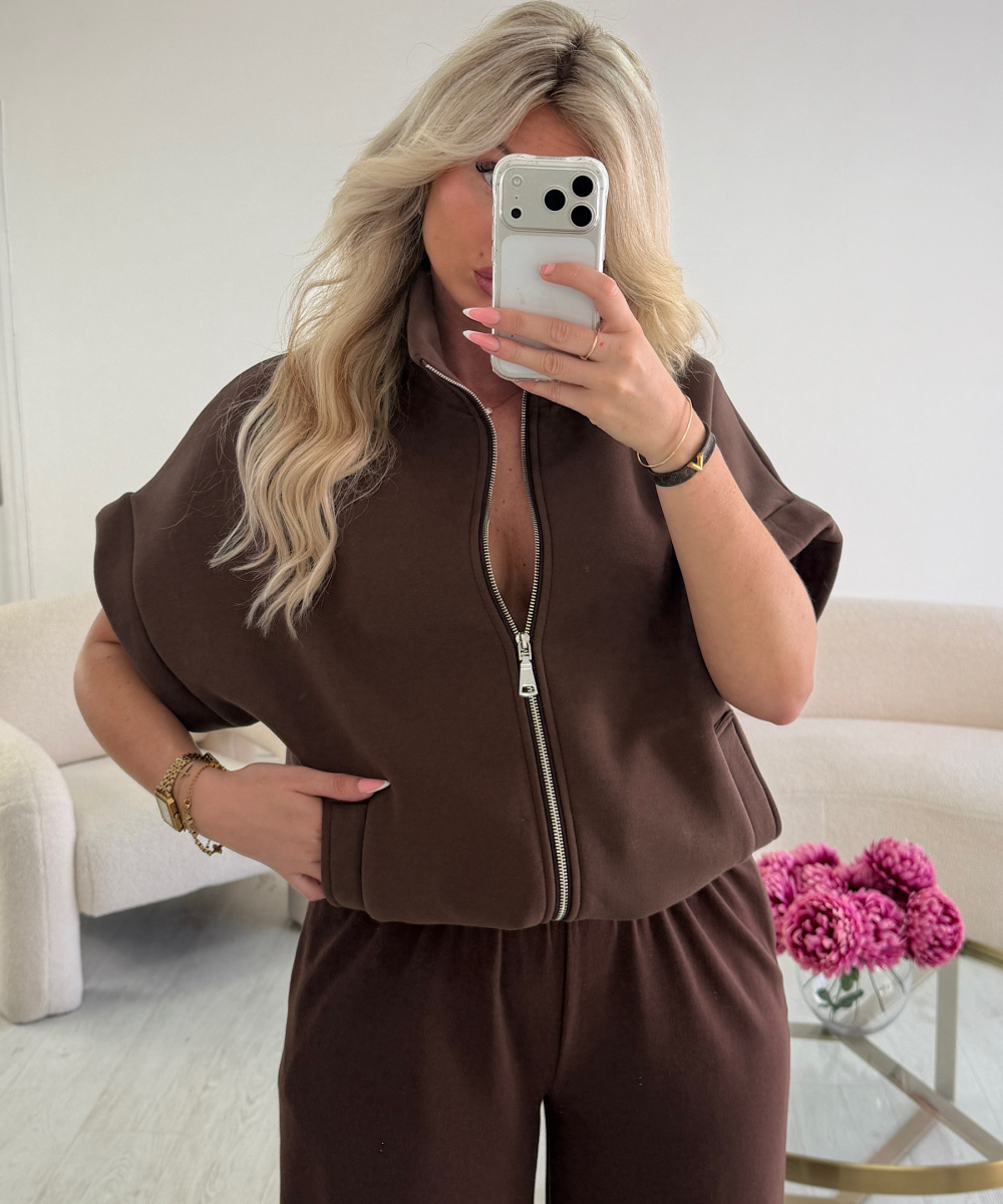 Mottled brown sleeveless jumper - DRESS DESIREE