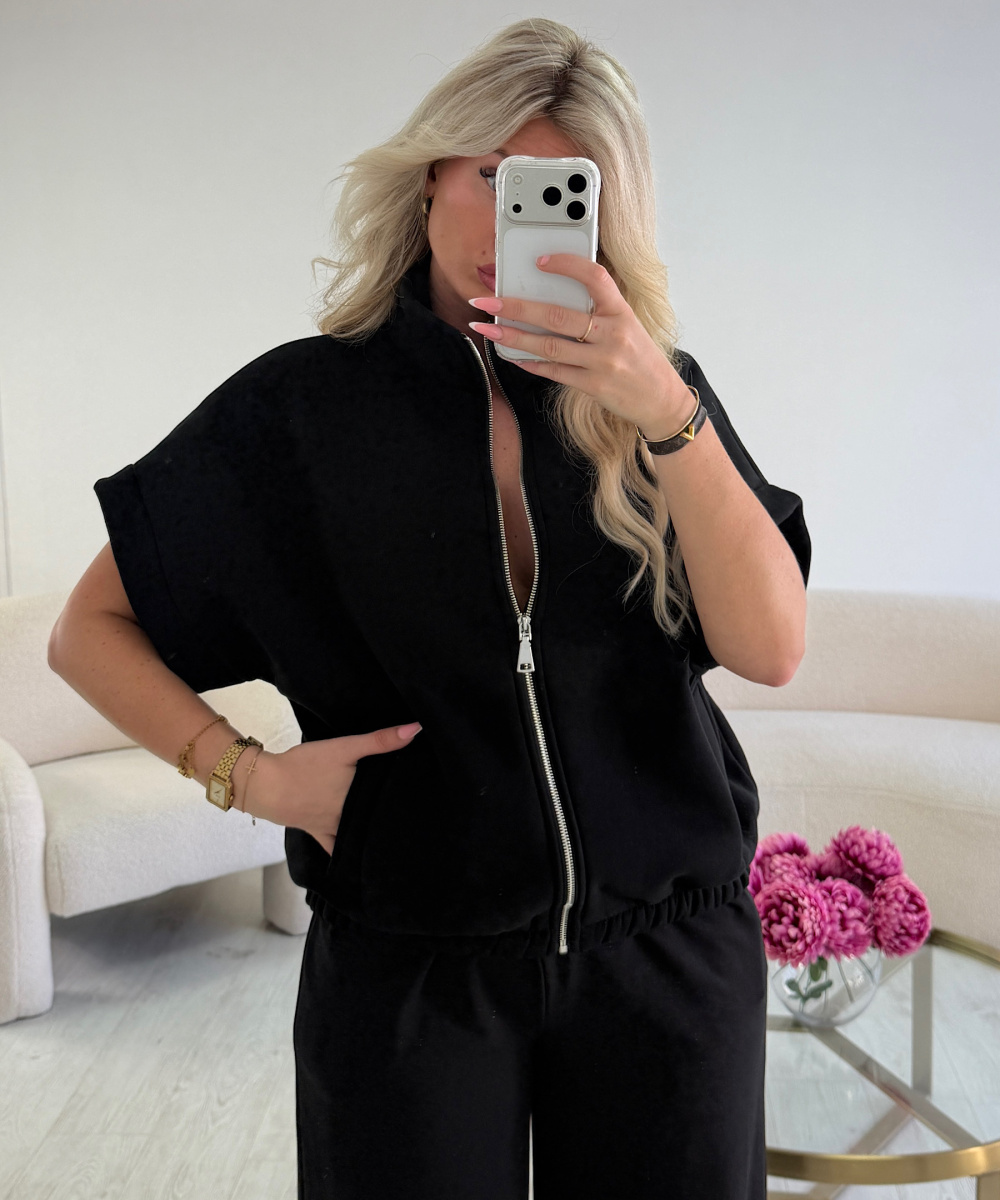 Mottled black sleeveless jumper - DRESS DESIREE
