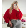 Red loose balloon-sleeve jumper - DRESS DESIREE