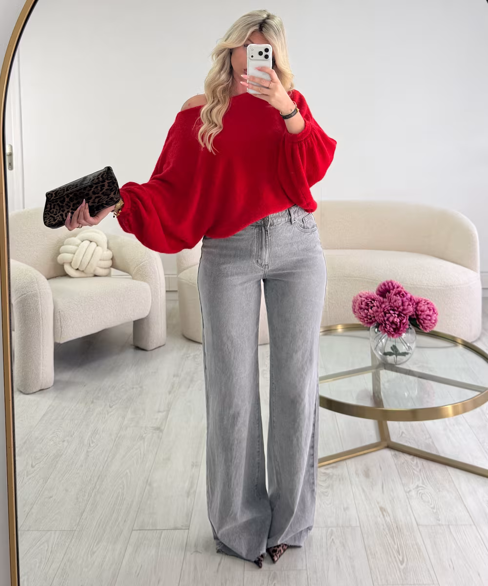 Pull loose ballon rouge  - DRESS DESIREE