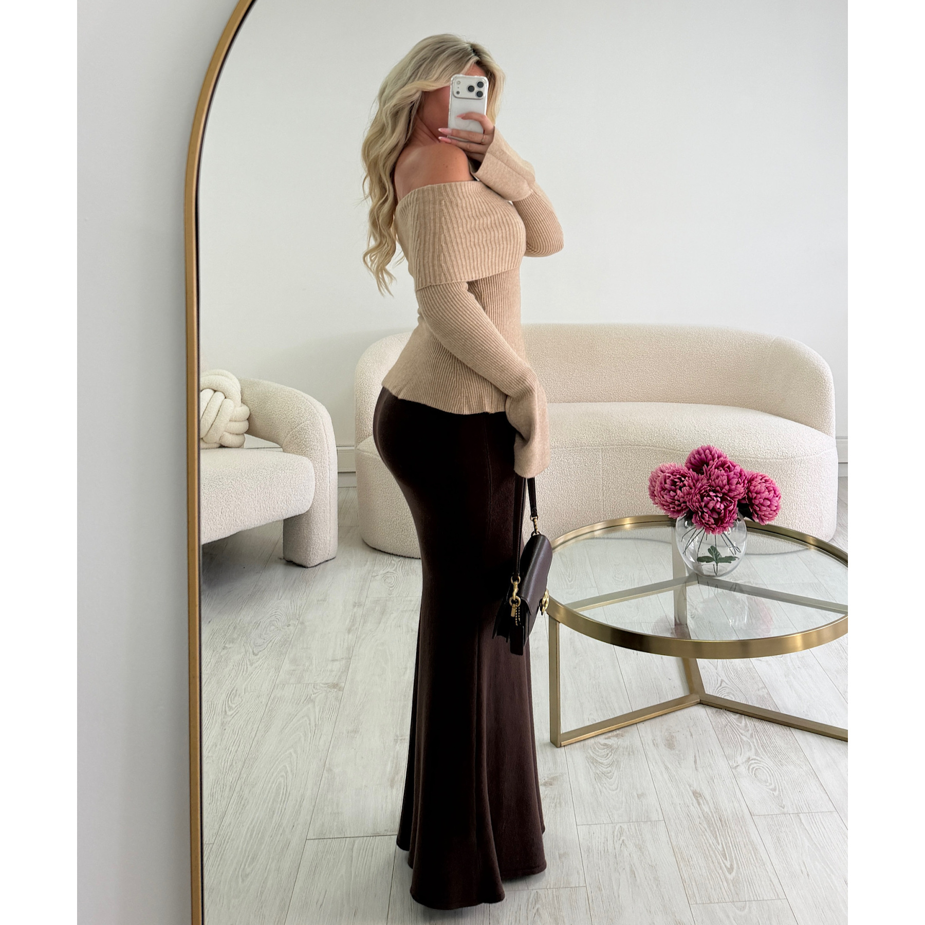 Long choco sequinned tulle skirt - DRESS DESIREE