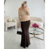 Long choco sequinned tulle skirt - DRESS DESIREE