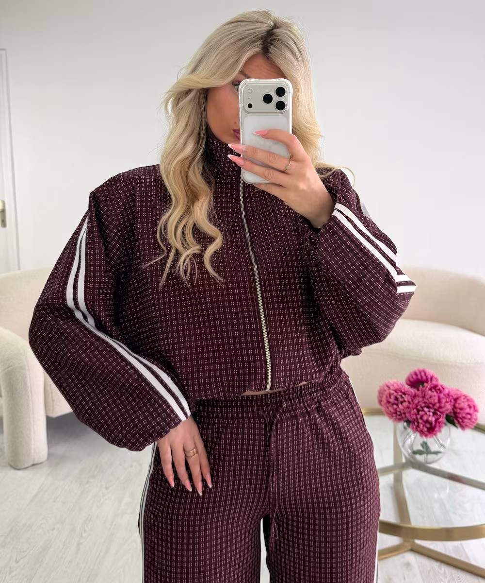 Bombers carreaux bandes bordeaux - DRESS DESIREE