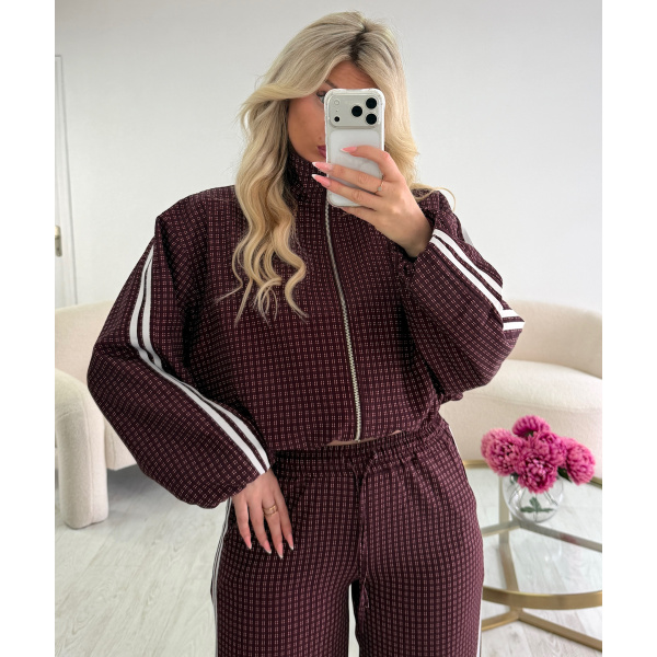 Bombers carreaux bandes bordeaux - DRESS DESIREE