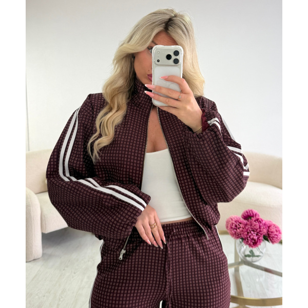 Bordeaux checked bomber jackets