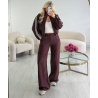 Casual plaid trousers with navy blue stripes