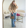 creme suede jacket with fur - DRESS DESIREE