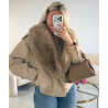 Veste daim creme fourrure - DRESS DESIREE