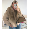 creme suede jacket with fur - DRESS DESIREE