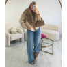 creme suede jacket with fur - DRESS DESIREE
